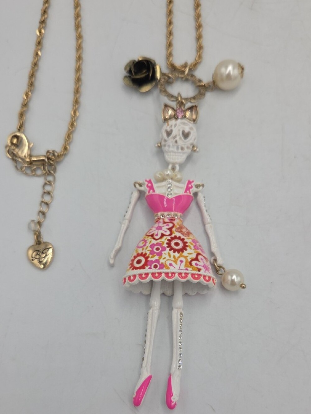 Betsey Johnson Day Of The Dead Skeleton Necklace - Picture 2 of 3